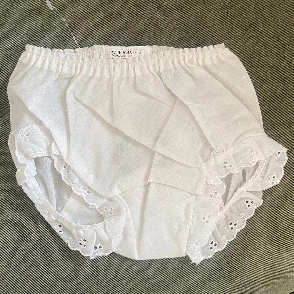 Vintage Christmas Baby Matching Set Bib and Bloomers Embroidered NWT